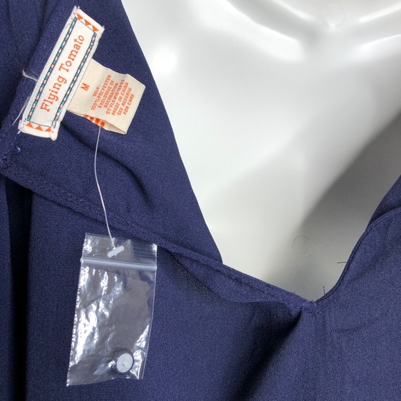 Flying Tomato Embroidered Navy Bell Sleeve Dress - Picture 5 of 6